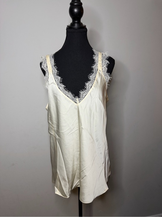 Stella & Dot Tops - Stella & Dot Cream Lace Trim Silk Camisole
